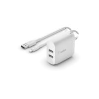 Belkin ADAPTER+KABEL LIGHTNING 2x USB-A 24W WHITE
