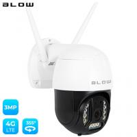 IP kamera BLOW H-343, 4G-LTE, PTZ vrtljiva, Super HD 3MP, IR nočno snemanje, senzor gibanja, aplikacija, bela