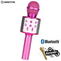 MANTA MIC11 karaoke mikrofon + zvočnik, Bluetooth, USB, microSD, vgrajena baterija, roza (pink)