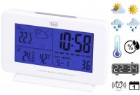 TREVI ME 3P08 RC brezžična vremenska postaja, velik barvni display, alarm, radijsko vodena ura, bela