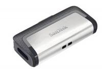 SanDisk USB C & USB DISK 32GB ULTRA DUAL, 3.1/3.0, srebrno-črn, drsni priključek