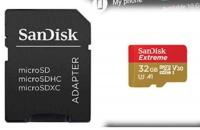 SanDisk SDHC MICRO 32GB EXTREME, 100/60MB/s, UHS-I Speed Class 3, V30, adapter