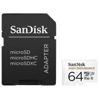SanDisk SDXC MICRO 64GB HIGH ENDURANCE VIDEO, 100/40MB/s, UHS-I, U3, C10, V30, adapter