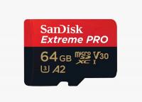 SanDisk SDXC MICRO 64GB EXTREME PRO, 200/90MB/s, A2, C10, UHS-I, U3, V30, adapter