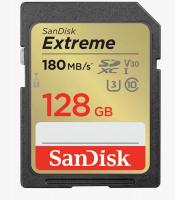 SanDisk SDXC 128GB EXTREME, 180/90MB/s, UHS-I, C10, U3, V30