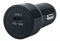 Manhattan Avtopolnilec USB C 18W , črne barve, 1xUSB C (PD 3.0) (5V/3A)