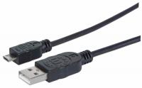 Manhattan Kabel USB A/Micro-B , moški/moški, USB 2.0, 1,8 m, črne barve