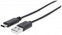 Manhattan Kabel USB A/USB C , moški/moški, USB 2.0, 1 m, črne barve