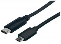 Manhattan Kabel USB C/Micro-B moški/moški, USB 2.0, 1 m, črne barve