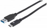 Manhattan Kabel USB A/USB C SuperSpeed+ moški/moški, USB 3.1 Gen 2, 1m, črne barve