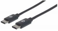 Manhattan Kabel USB C/USB C moški/moški, USB 2.0, 0,5m, črne barve