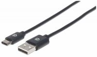 Manhattan Kabel USB A/USB C moški/moški, USB 2.0, 0,5m, črne barve