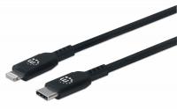 Manhattan Kabel USB C/MFi-Certified 8-PinLightning , moški/moški, 1m, črne barve