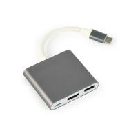 Adapter USB-C 3-in-1, USB-C, HDMI, USB-A temno siv - odprta embalaža