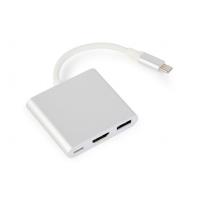 Adapter USB-C 3-in-1, USB-C, HDMI, USB-A svetlo siv