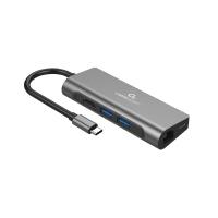 Adapter USB-C 5-v-1 2xUSB, HDMI, LAN, PD, čitalec kartic