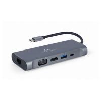 Adapter USB-C 7-v-1 USB, HDMI, LAN, VGA, PD, čitalec kartic + audio