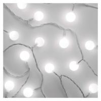 LED svetlobna cherry veriga – kroglice 2,5 cm, 4 m, zun. in notr., hladna bela, časovnik