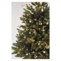 LED božična girlanda – zlate krogle z zvezdami, 1,9 m, 2x AA, notranji, topla bela, časov.