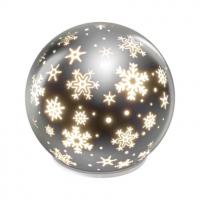 LED božična steklena krogla – snežinke, 12 cm, 3x AA, notranji, topla bela, časovnik